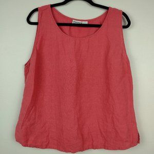 NOMADIC TRADERS 100% Linen Coral Pink Sleeveless Top, Sz XL